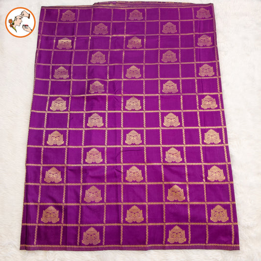 Purple borderless Chariot butta Vintage checks Georgette Silk Saree