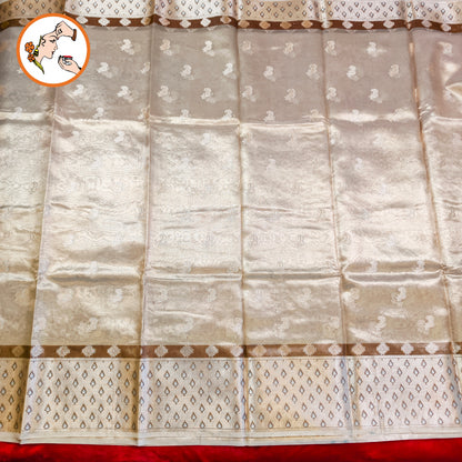 Metalic Antique Gold Paithani border Kota Tissue Fancy Silk Saree