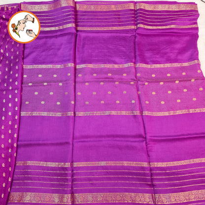Purple Traditional Vairoosi Soft Viscose Fancy Silk Saree with Gold zari stripes