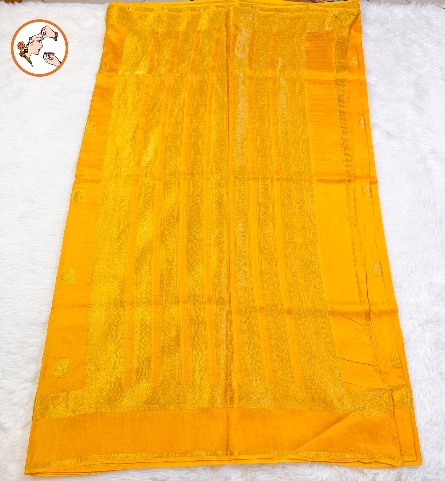Yellow Mango butta Viscose Silk Saree with contrast blouse