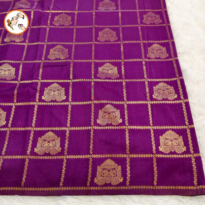 Purple borderless Chariot butta Vintage checks Georgette Silk Saree