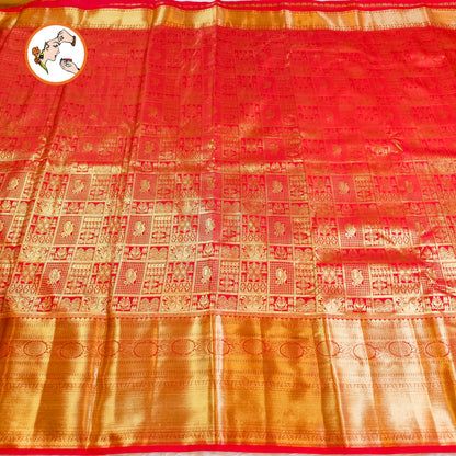 Red Bridal Full  weaving Kanchipuram Semi Silk Saree