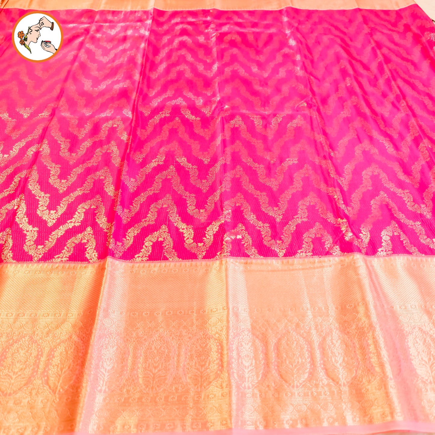 Magenta Pink with Baby Pink border Bridal Kanchipuram Mix Silk Saree