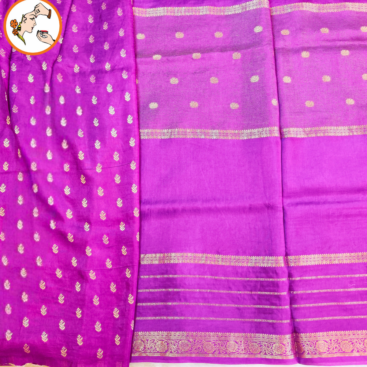 Purple Traditional Vairoosi Soft Viscose Fancy Silk Saree with Gold zari stripes