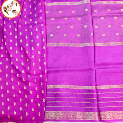 Purple Traditional Vairoosi Soft Viscose Fancy Silk Saree with Gold zari stripes