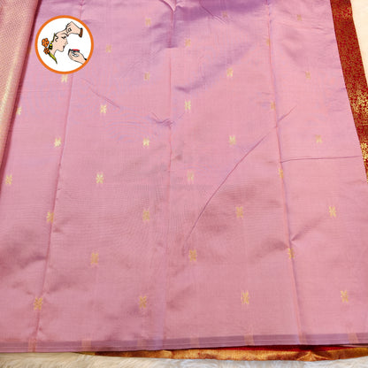 Maroon with Pink Lotus border Fancy Semi Silk Saree