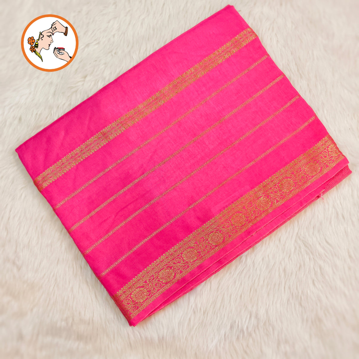 Lotus Pink Traditional Vairoosi Soft Viscose Fancy Silk Saree with Gold zari stripes