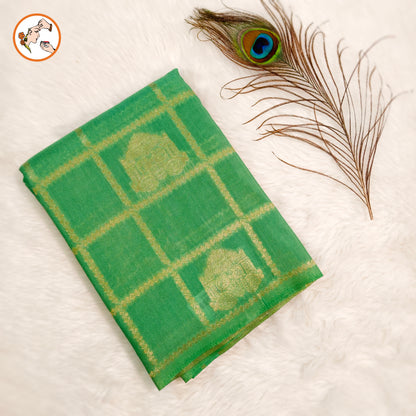Sea Green borderless Chariot butta Vintage checks Georgette Silk Saree