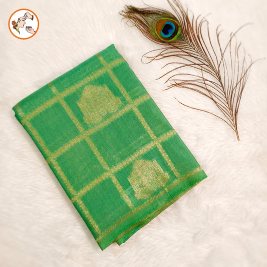 Sea Green borderless Chariot butta Vintage checks Georgette Silk Saree