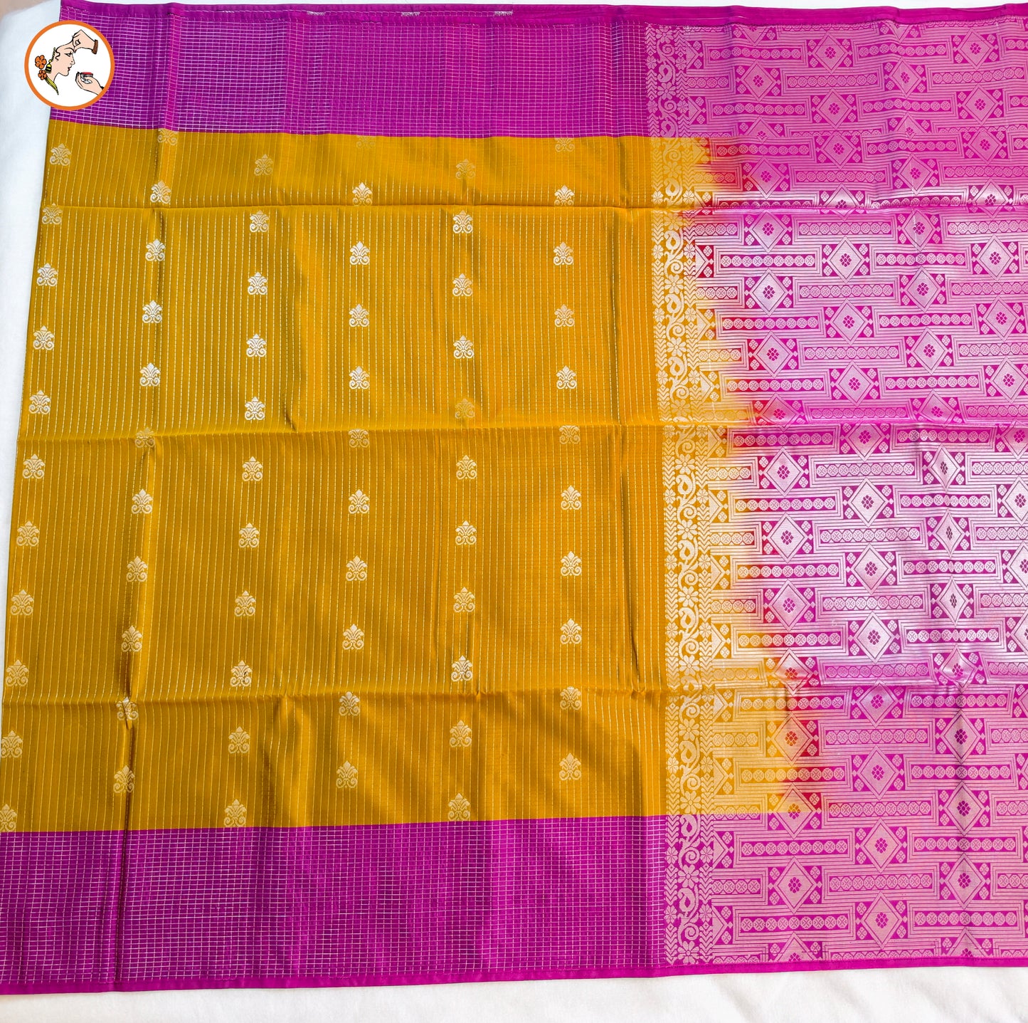 Golden Yellow with Purple Vairoosi Soft Silk Saree
