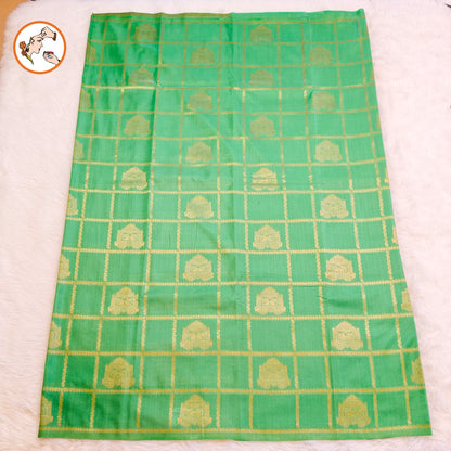 Sea Green borderless Chariot butta Vintage checks Georgette Silk Saree