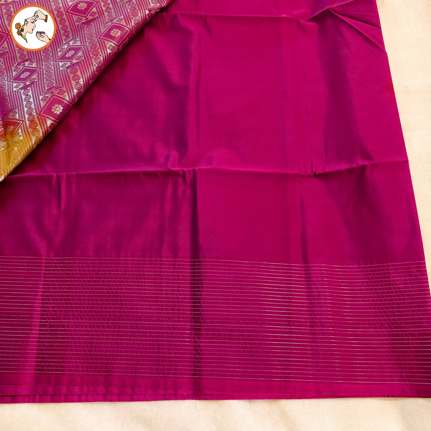 Golden Yellow with Purple Vairoosi Soft Silk Saree