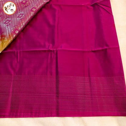 Golden Yellow with Purple Vairoosi Soft Silk Saree