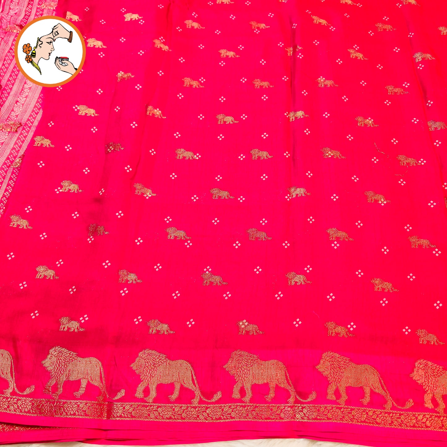 Dark Pink Lion butta Light weight Soft Fancy Georgette Silk Saree