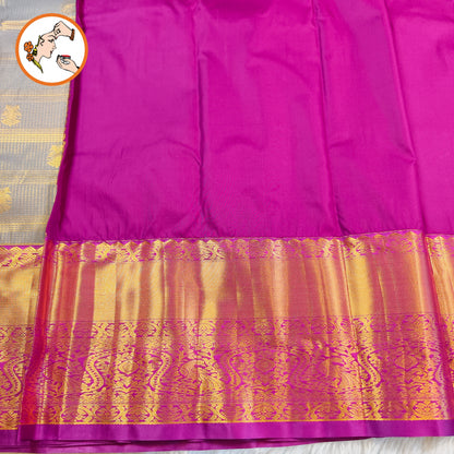 Grey with Purple Kanchipuram Mix Silk Saree
