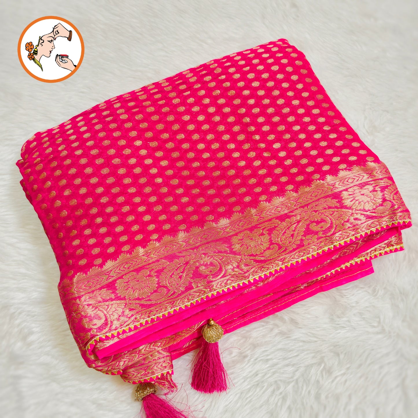 Pink Pure Banarasi Georgette Partywear Saree