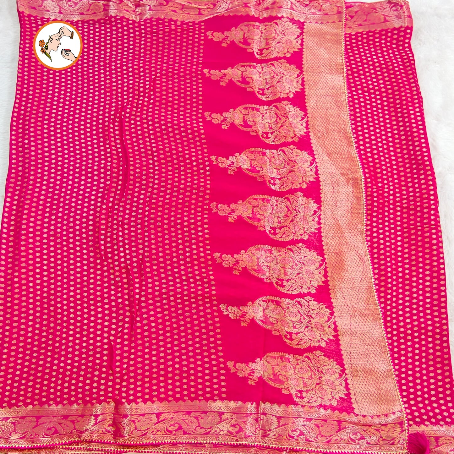 Pink Pure Banarasi Georgette Partywear Saree