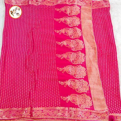 Pink Pure Banarasi Georgette Partywear Saree