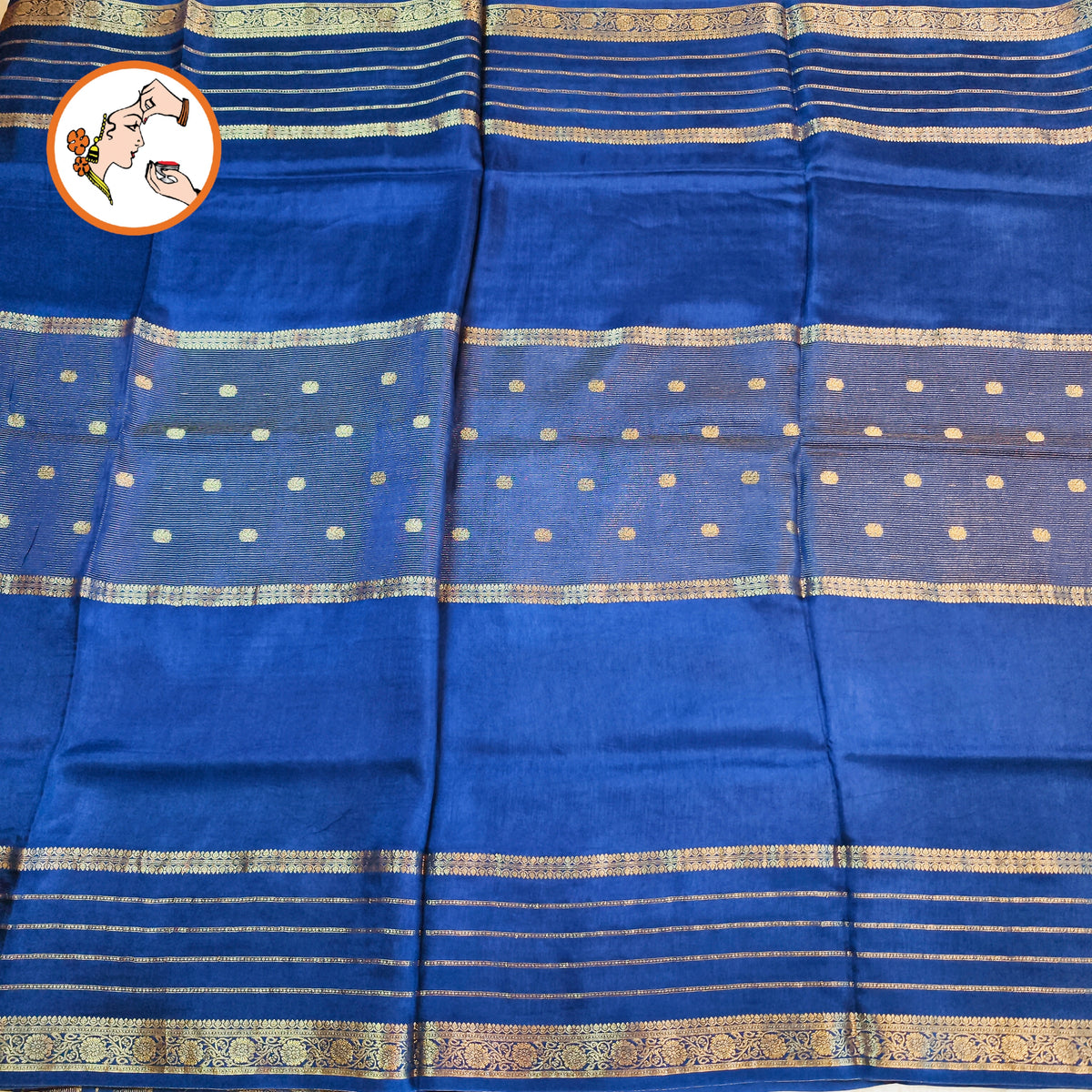 Dark Navy Blue Traditional Vairoosi Soft Viscose Fancy Silk Saree with Gold zari stripes