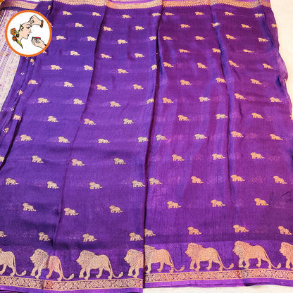 Dark Violet Lion butta Light weight Soft Fancy Georgette Silk Saree