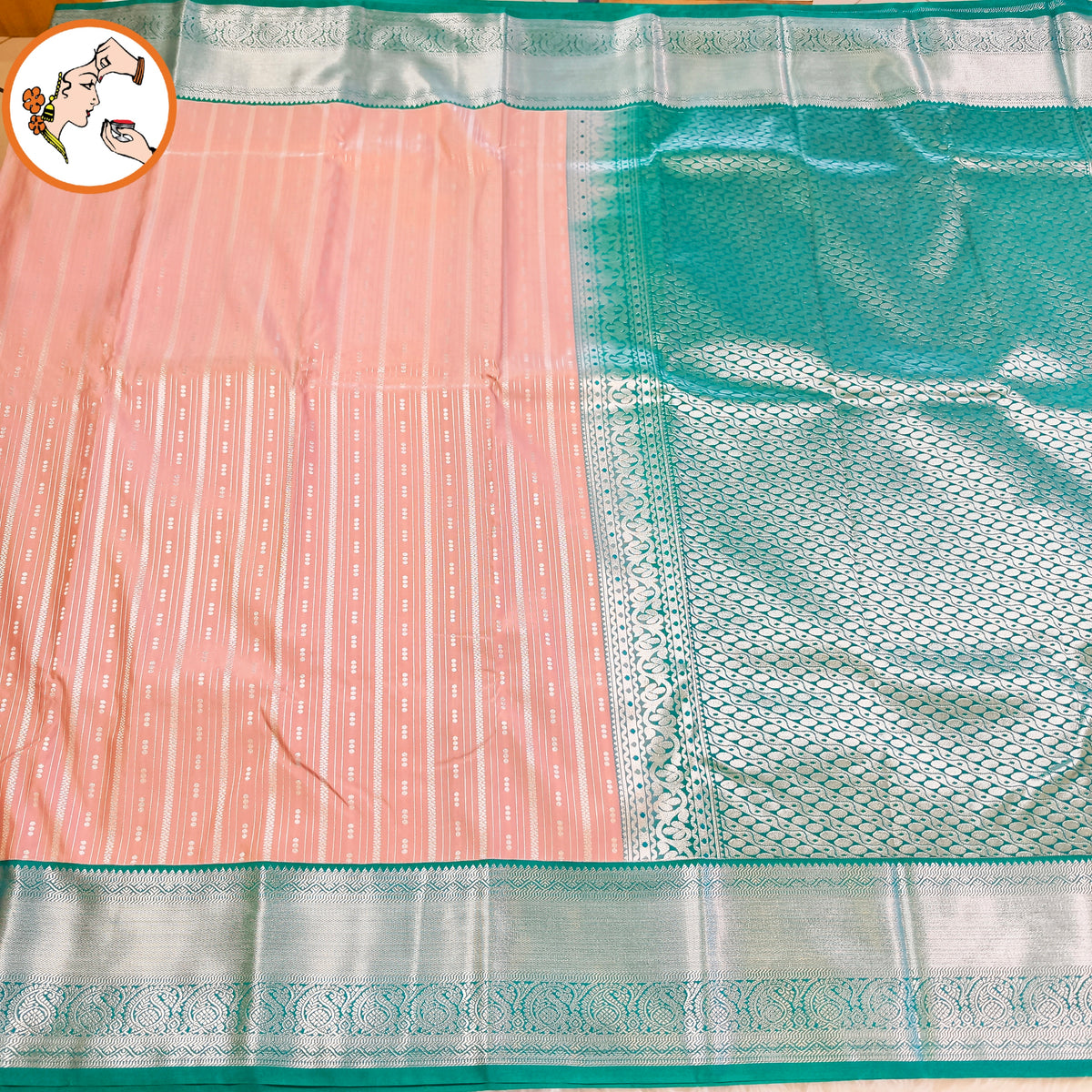 Dusty Rose/Dark Onion Pink Gold zari checked pattern(kattam) with Paisley motif & rettapetta border Kanchipuram Semi Silk Saree