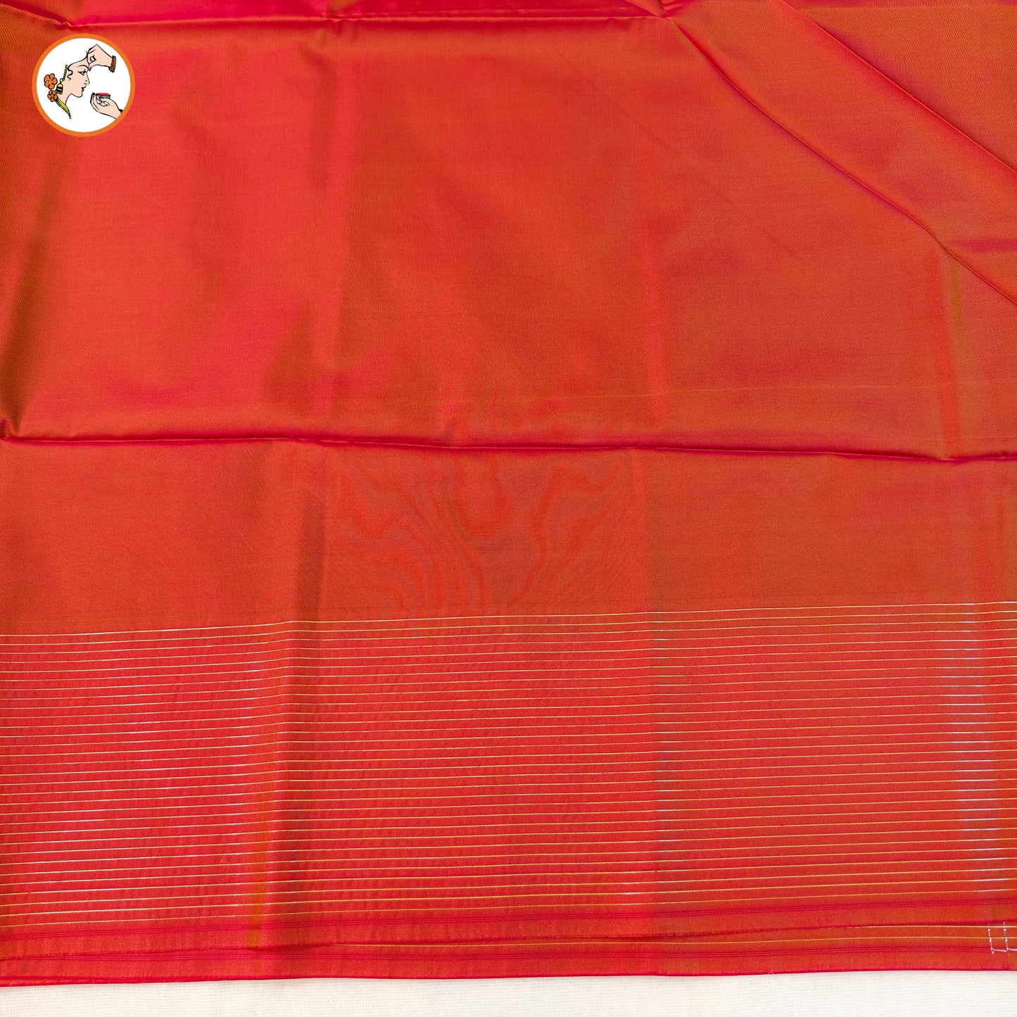 Mehendi Green with Orange Vairoosi border Soft Silk Saree