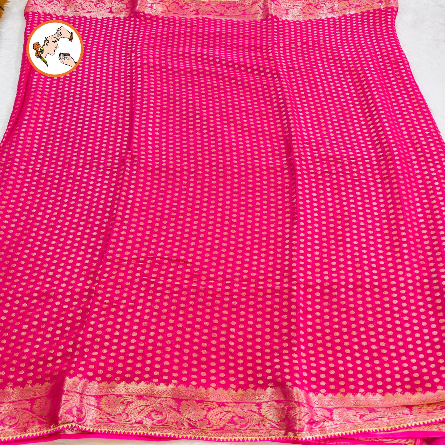 Pink Pure Banarasi Georgette Partywear Saree