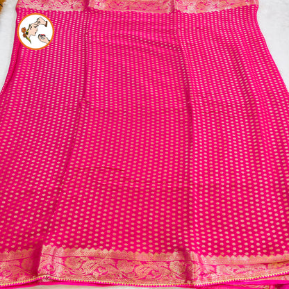 Pink Pure Banarasi Georgette Partywear Saree