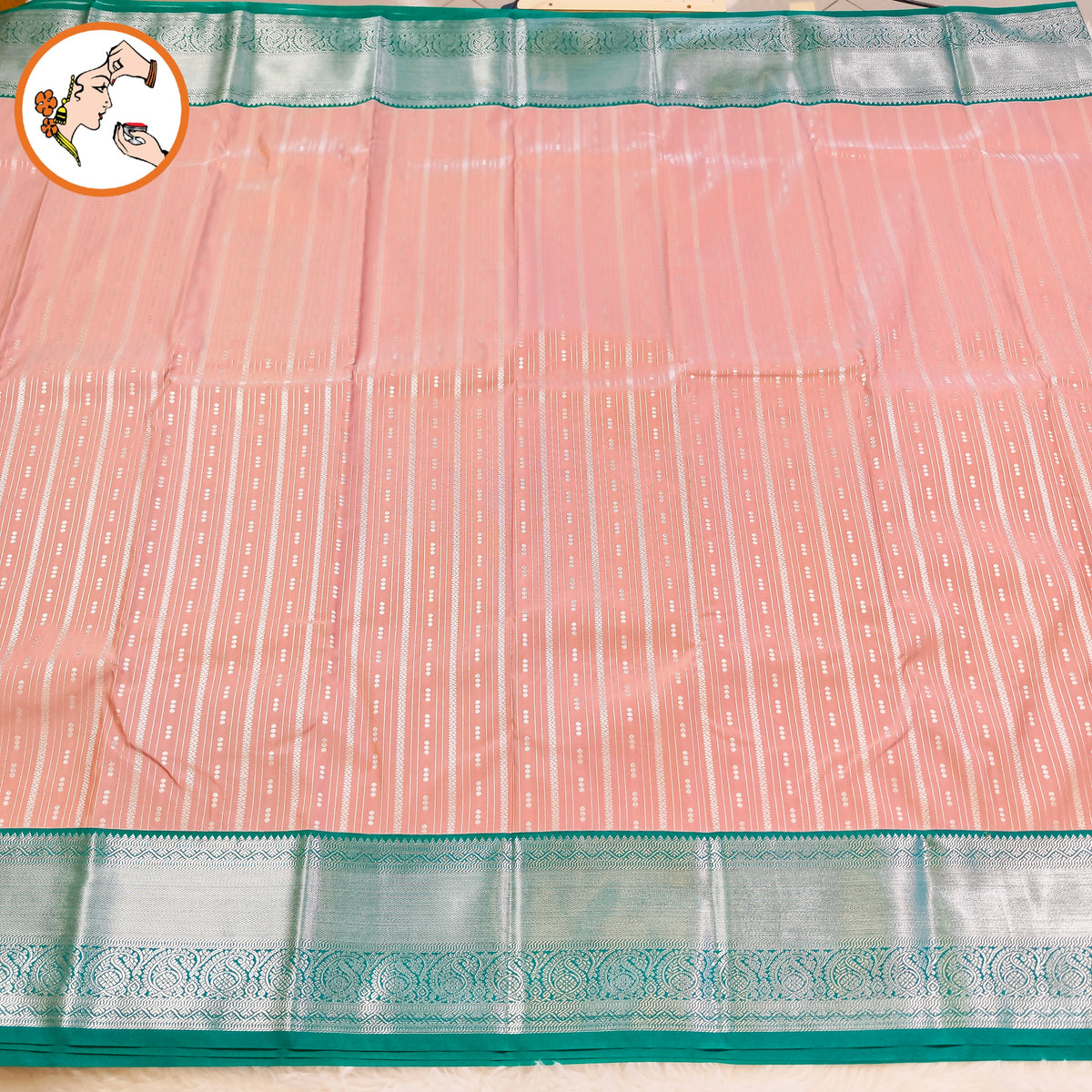 Dusty Rose/Dark Onion Pink Gold zari checked pattern(kattam) with Paisley motif & rettapetta border Kanchipuram Semi Silk Saree