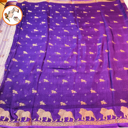 Dark Violet Lion butta Light weight Soft Fancy Georgette Silk Saree