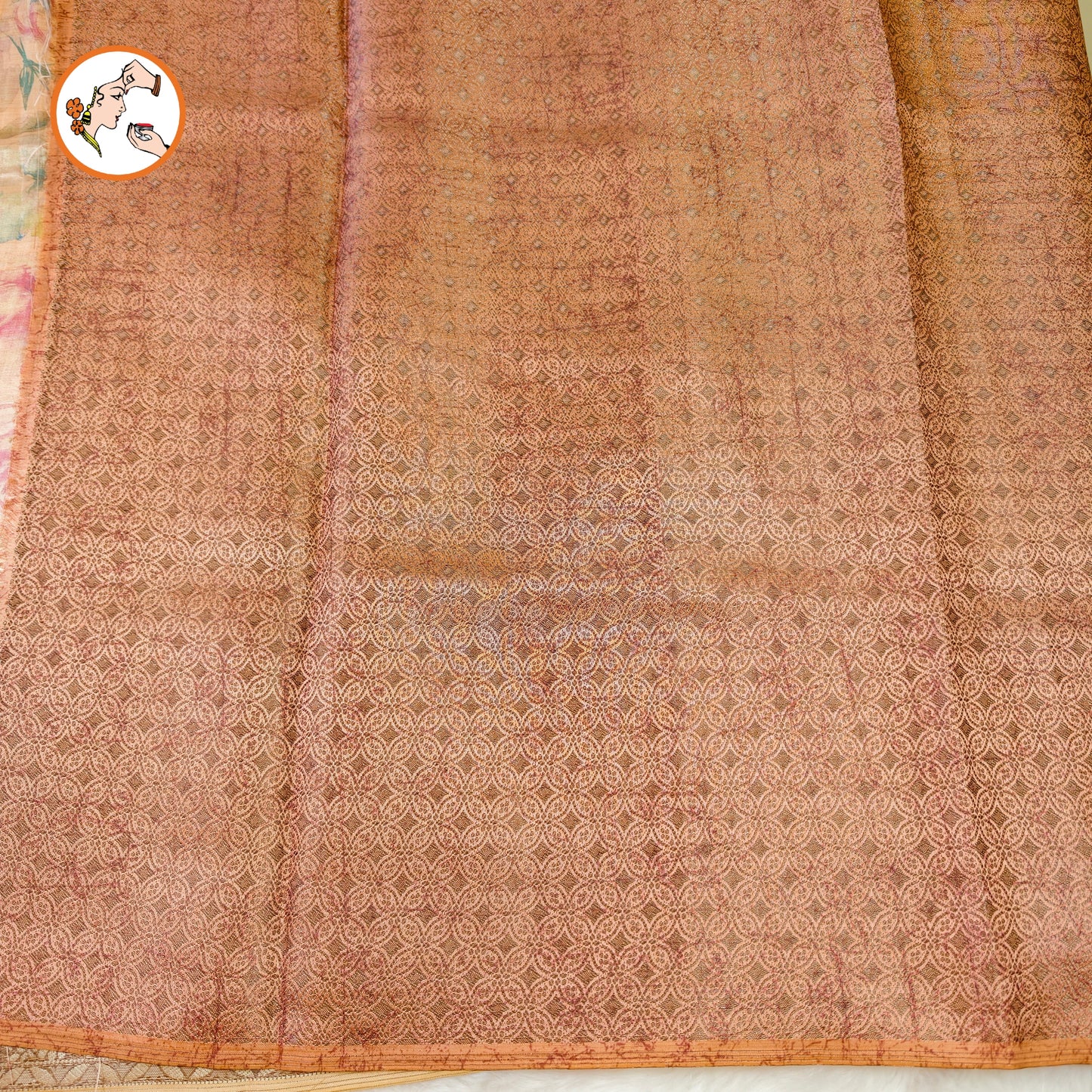 Pastel Pink Floral theme Raw Silk Desgner Saree