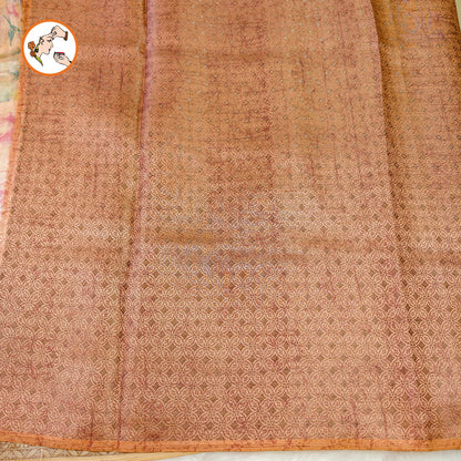 Pastel Pink Floral theme Raw Silk Desgner Saree