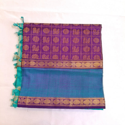 Purple Mayil chakkaram pure Silk Cotton Saree