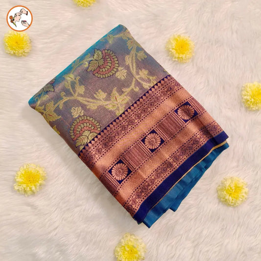 Blue Tissue Silk Saree - Vivahasilks