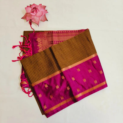 Brown purple combination Soft Silk Vivahasilks