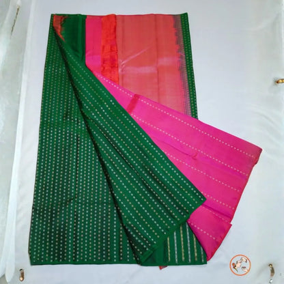 Dark Green With Pink Pure Kanchi Silk Vivahasilks