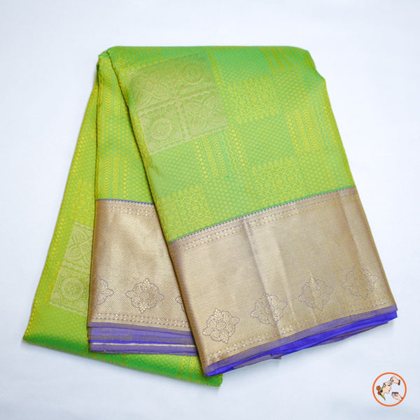 Green With Pepsi Blue Pure Kanchi Silk