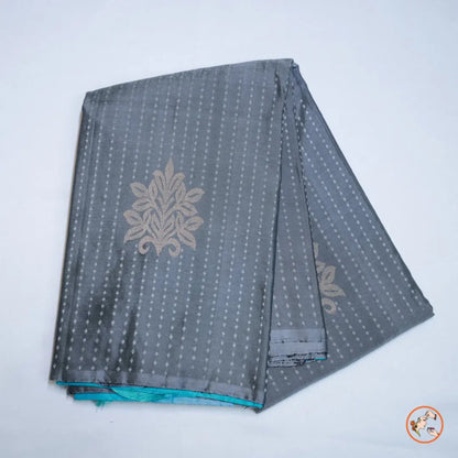 Grey With Blue Pure Kanchi Silk Vivahasilks