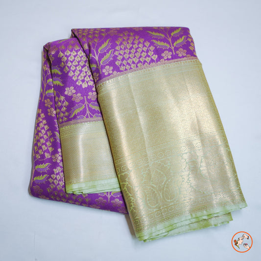 Voilet With Green Kanchi Blended Silk Saree