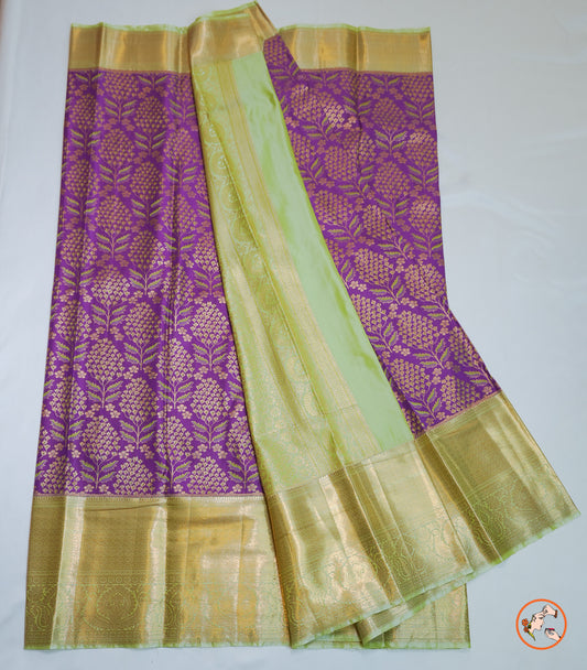 Voilet With Green Kanchi Blended Silk Saree