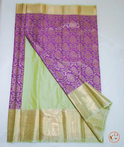 Voilet With Green Kanchi Blended Silk Saree Vivahasilks