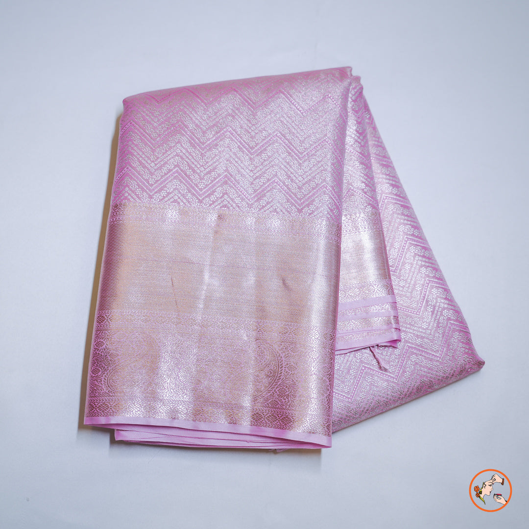 Pink with Sliver Kanchi Blended Silk Saree