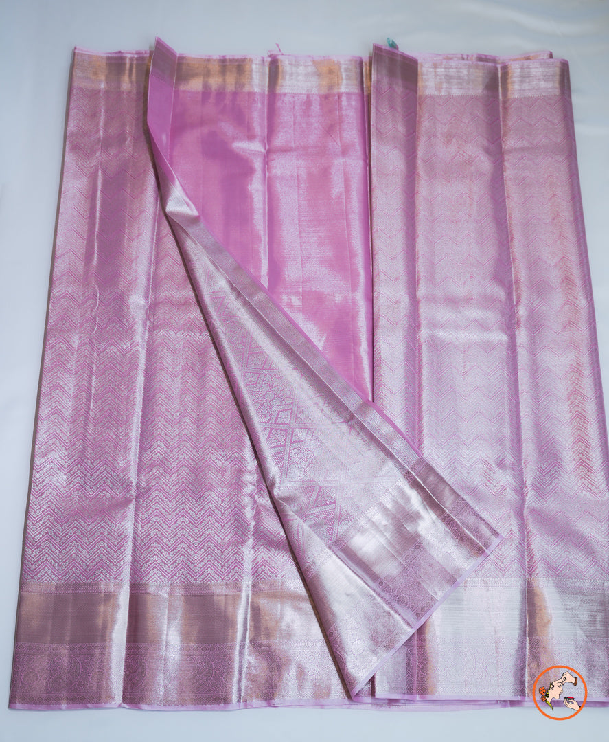 Pink with Sliver Kanchi Blended Silk Saree