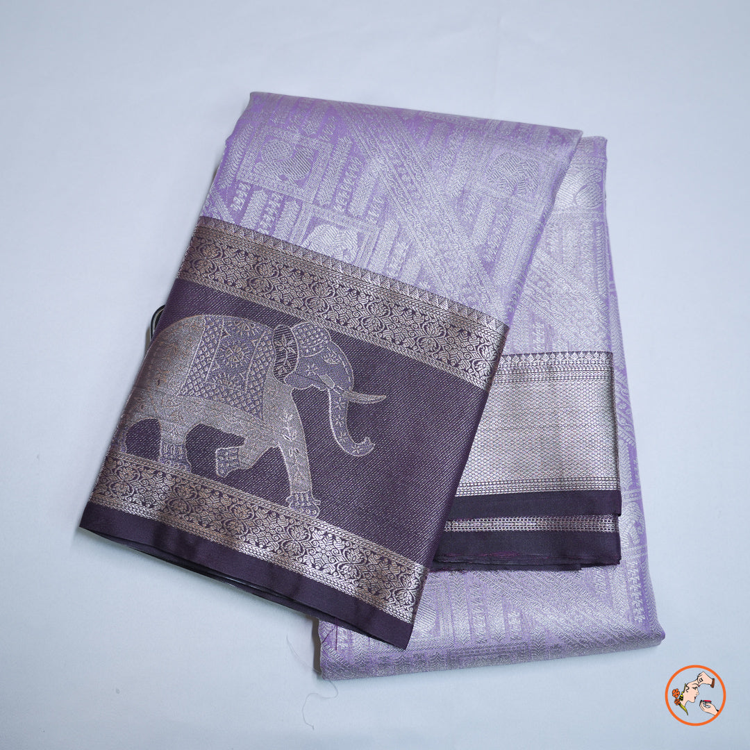 Lavender Kanchipuram Blended Silk Saree