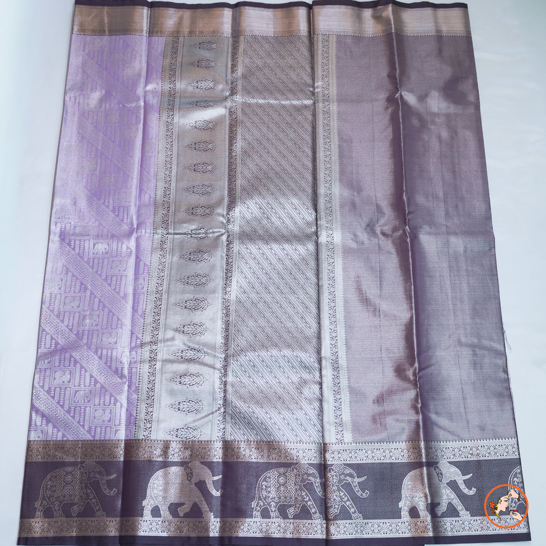 Lavender Kanchipuram Blended Silk Saree