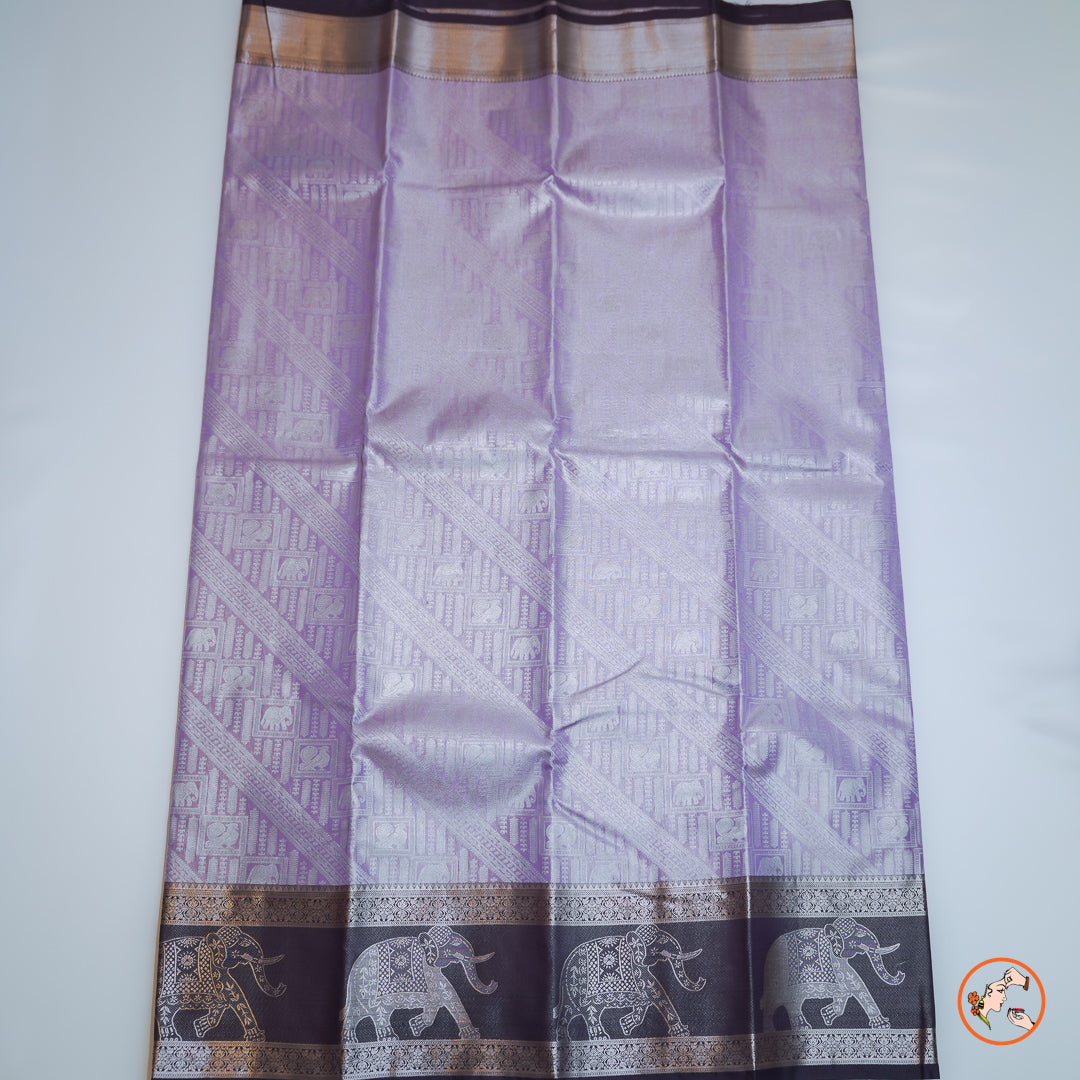 Lavender Kanchipuram Blended Silk Saree