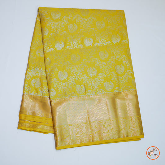 Yellow Kanchipuram Blended Silk Saree