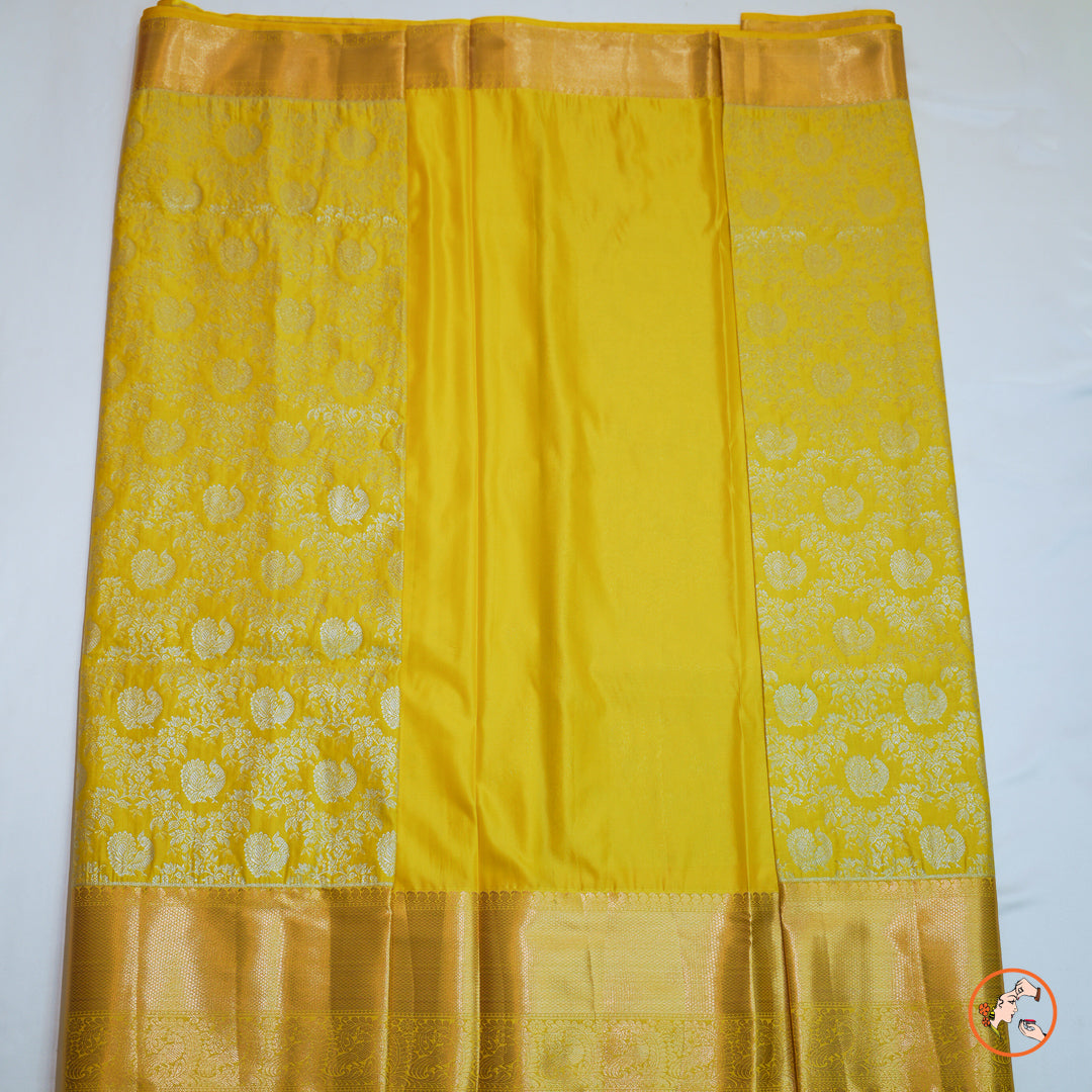 Yellow Kanchipuram Blended Silk Saree