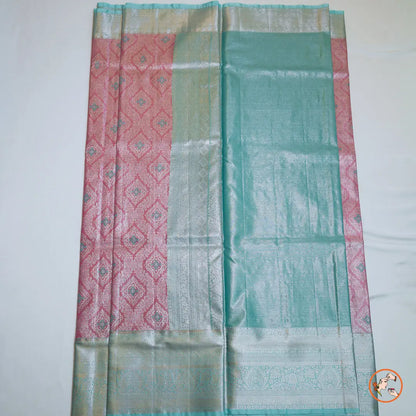 Pink With Blue Kanchipuram Silk Saree Vivahasilks