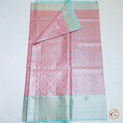 Pink With Blue Kanchipuram Silk Saree Vivahasilks